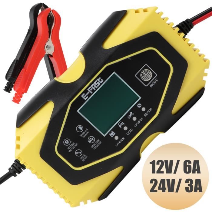 Chargeur De Batterie Automatique 12V/4A Avec Réparation Intelligente - Écran LED, Protections Multiples, Pour Voiture, Moto, Etc.