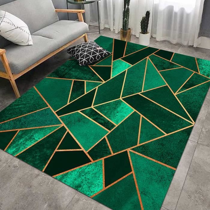 Tapis Marbre Vert 160x230 Cm - Antidérapant, Doux, Lavable En Machine - Décoration Salon Chambre Cuisine
