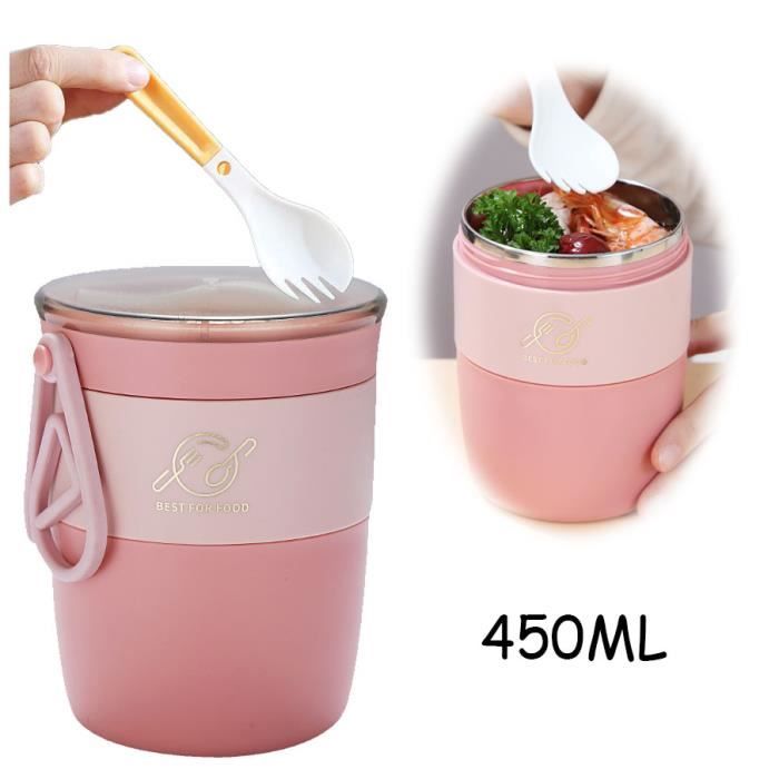 Boîte Isotherme Repas 1,2L Acier Inoxydable - Garde Au Chaud/froid 5h - Avec Cuillère Et Poignée - Pour Bureau, école, Voyage