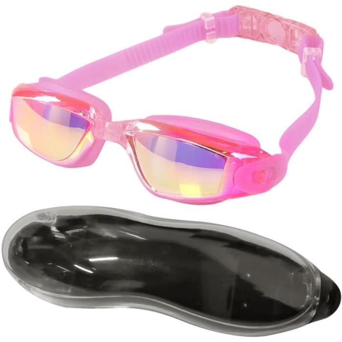 Set De Natation Complet : Lunettes Et Bonnet Silicone Rose - Neuf