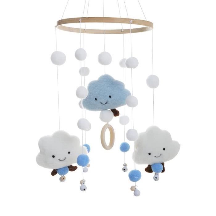 Mobile Bébé Bois HOUSINN Avec Boules Feutre - Mobile Lit Bébé Style Nordique Pour Chambre Enfant
