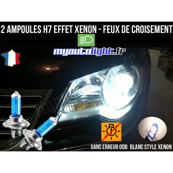 Ampoules Halogène H7/H1 ROADSUN 20000LM 6000K Pour Dacia Sandero 2013-2023 - +900% Luminosité, 100W, Blanc Froid - Plug & Play - 2