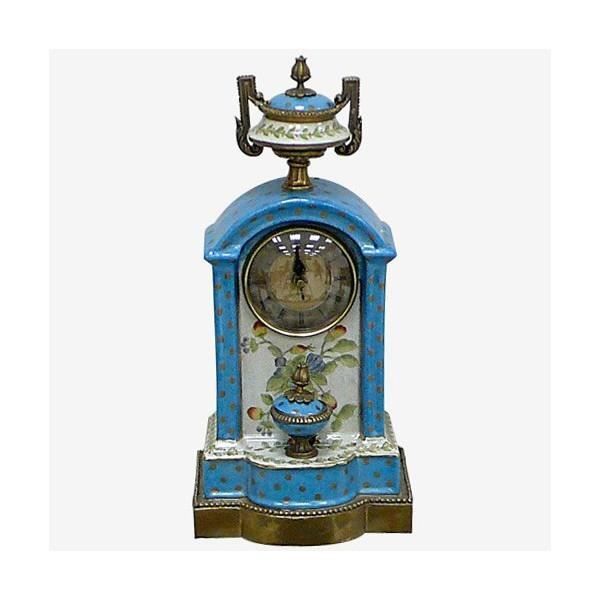 Ancienne Pendule Céramique/faïence Bleue - Vintage - Fonctionne Avec Sa Clé