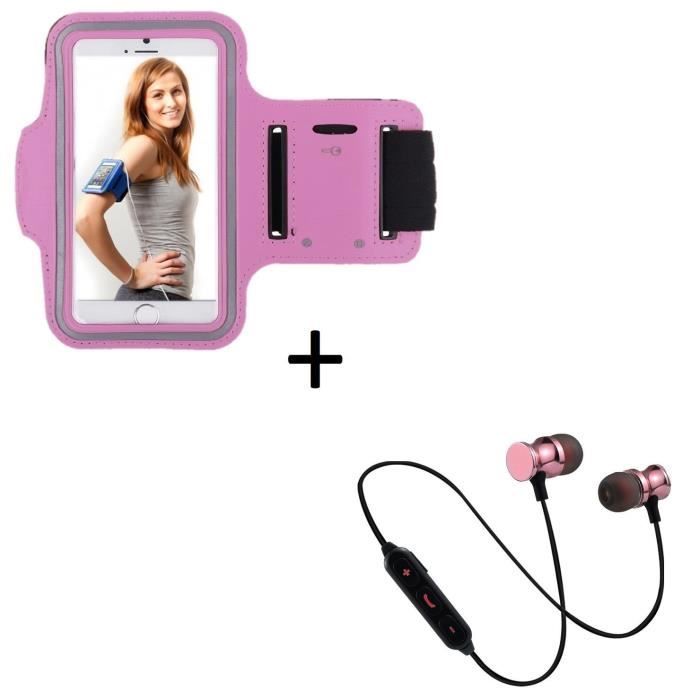 Couleur Noir Shot Case Brassard de Sport + Ecouteurs Metal avec Telecommande /& Micro Pack Sport pour Honor 6X Smartphone T6