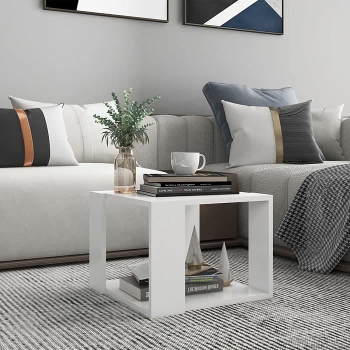 Table Basse Table Basse Salon Table dAppoint Table de Centre Table de Canapé Table Basse Blanc 40x40x30 cm Bois dingénierie[912]