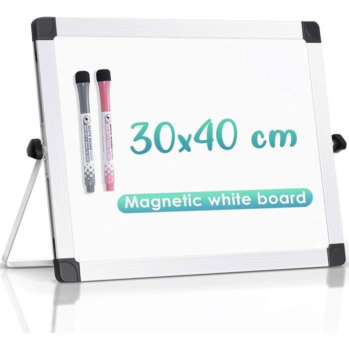 Petit tableau blanc avec support 40 x 30 cm, mini tableau blanc de bureau  magnétique double face effaçable à sec pour enfants A95 - Cdiscount Maison