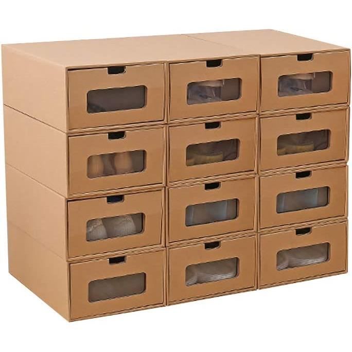 Boîte de Rangement de Chaussures,Boîtes à Chaussures en carton Empilable Boîte Pliante Conteneur