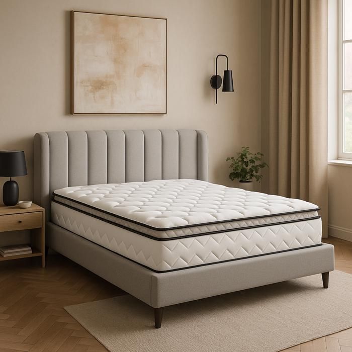 Matelas César 90x190 cm Sampur - Mousse HR Mémoire de Forme - Surmatelas Intégré - Épaisseur epaisseur 22 cm - Confort Optimal