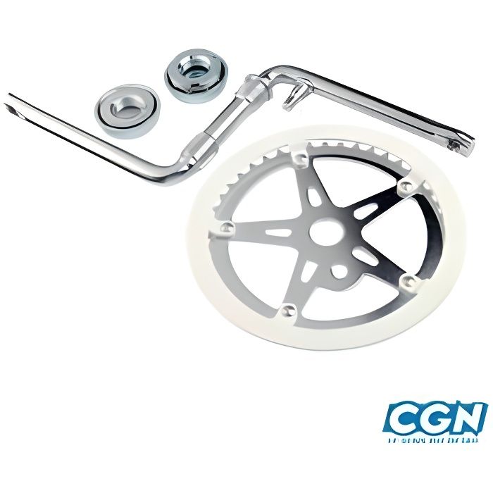 Pedalier bmx monobloc 44dts argent (ensemble avec cuvettes) d1/2