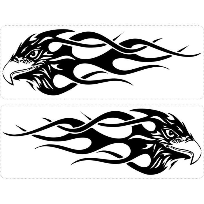 2x autocollant sticker voiture moto aigle flamme - Cdiscount Maison