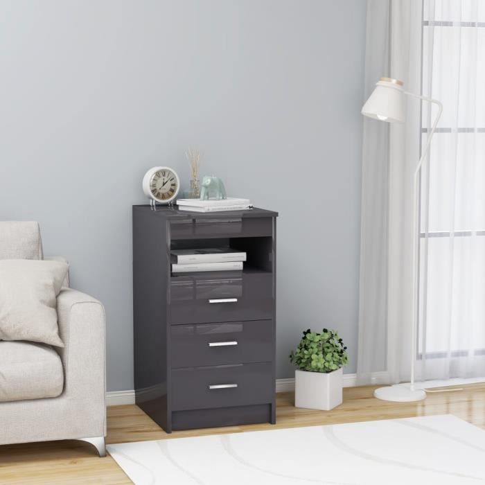 commode de chambre - style contemporain armoire à tiroirs armoire de rangement - gris brillant 40x50x76 cm aggloméré #246716