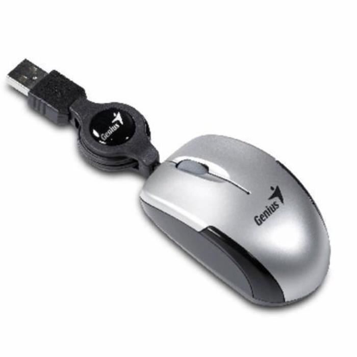 GENIUS Souris Micro Traveler- Filaire – 3 boutons – Optique – 1200 dpi – Gris – PC / Mac
