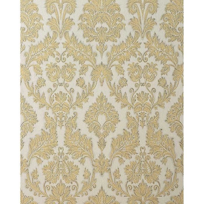 Papier peint style baroque EDEM 70830 de couleur champagne or platine