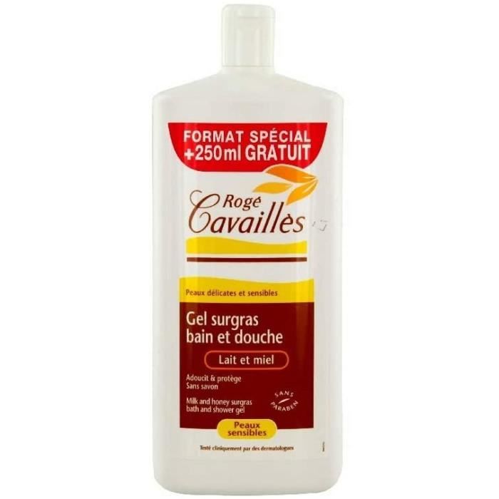 RogÉ CavaillÈs Gel Bain Douche Surgras Actif Lait Et Miel Peaux