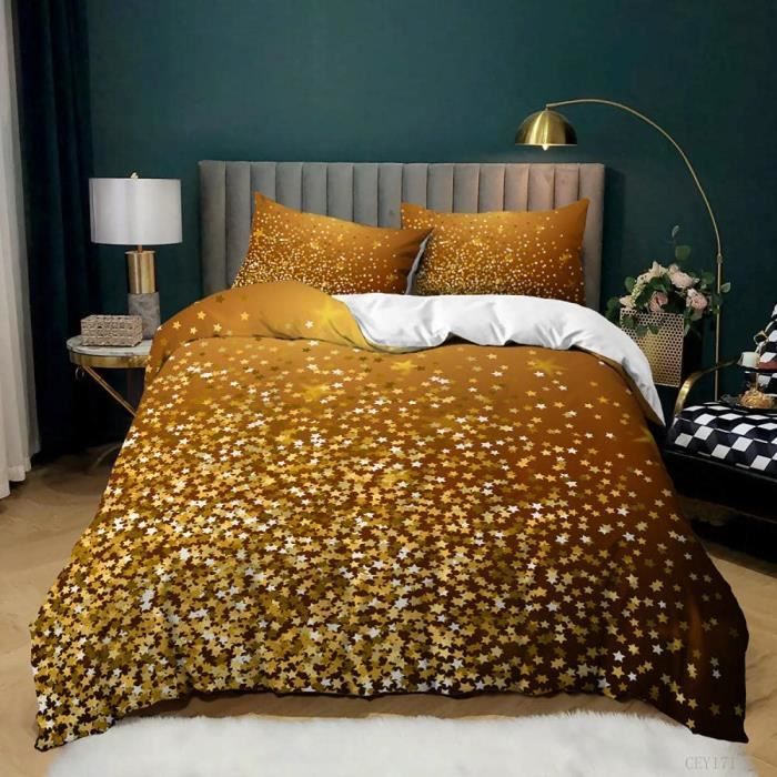 3 pièces Ensemble Housse de Couette Pile de Papier détoiles Parure de Lit en Imprimé 140x200cm[2882]