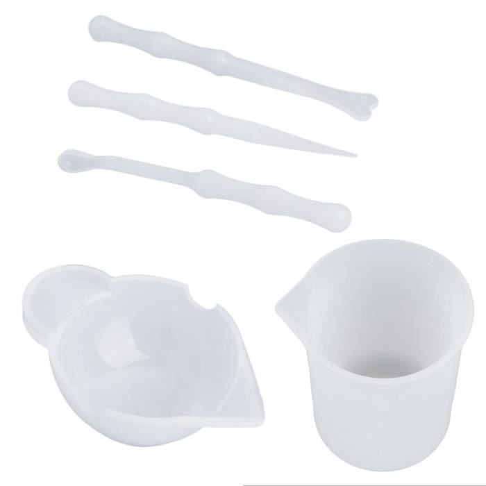 Lot de 23 moules en silicone pour tasse à mesurer - Moules à mélanger en résine avec cuillère en caoutchouc - Bâton de colle - Petit grattoir - Kit d'outils de modulation
