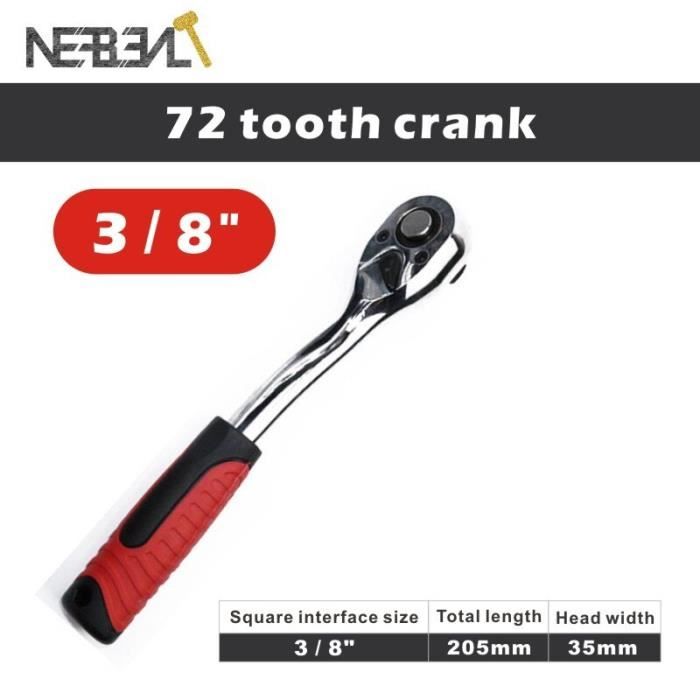 Clé à Cliquet 72 Dents – 3 Tailles En 1 (1/4, 3/8, 1/2 Pouce) – En Acier Chromé-vanadium, Antidérapant