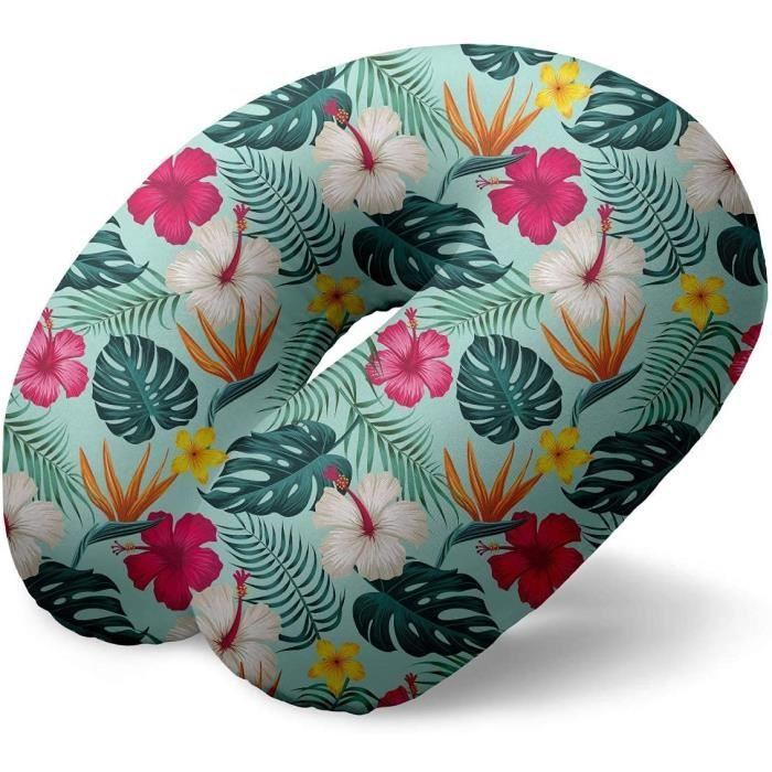 Oreiller De Cou Gonflable Rond 10x48 Cm | Tissu Cristal Doux, Valve Autogonflante | Pour Voyage, Voiture, Maison