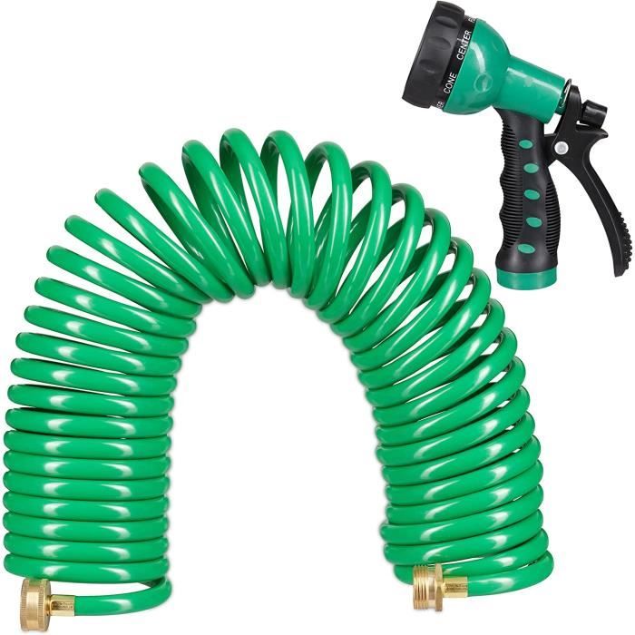 Tuyau D'Arrosage Spirale Extensible 7.5/10/20m - Avec Pistolet 7 Modes - Léger, Facile à Ranger - 6