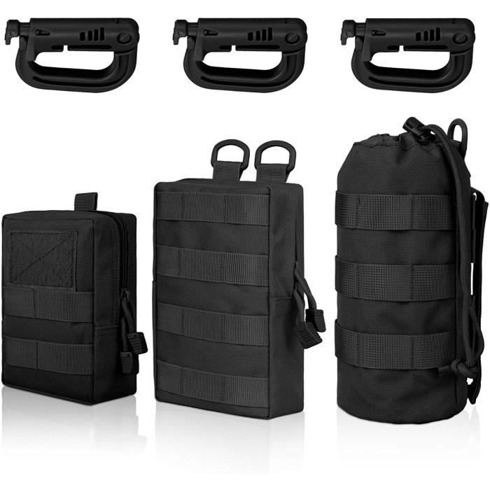 3 paquet molle pochette sacs de taille tactiques compacts edc sacs de poche utilitaires avec 3 crochets pour la randonnée en plein