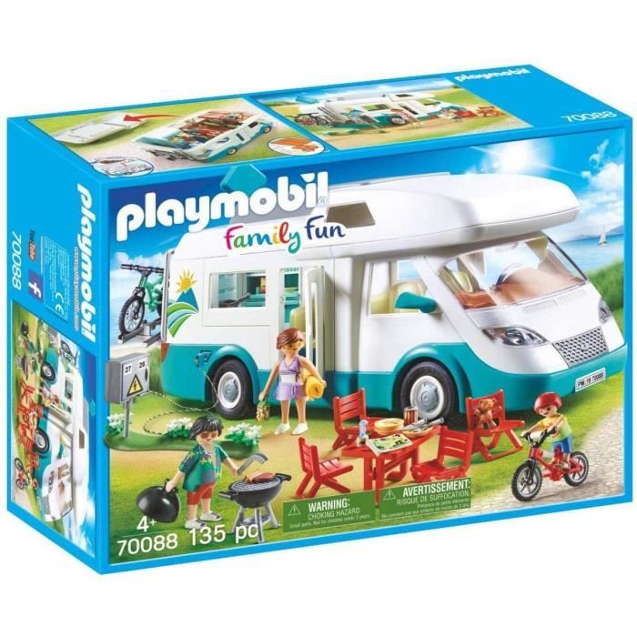 Camping-Car Playmobil - Famille et Camping-Car - Toit amovible - Coffre de toit - Table transformable 