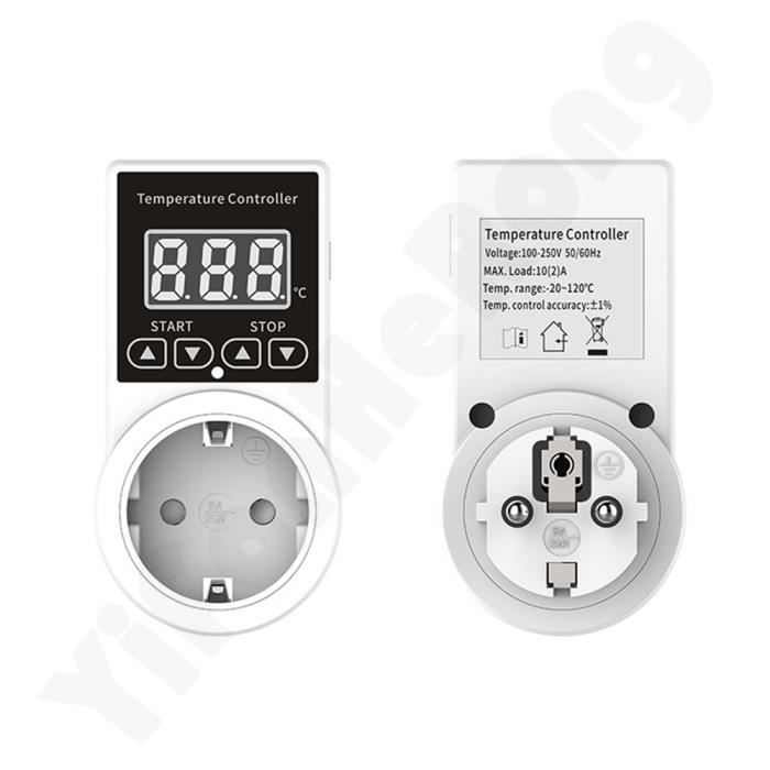 Prise Programmable Digitale, Minuteur Thermostat Avec Interrupteur, Pour Appareils électriques, Blanc