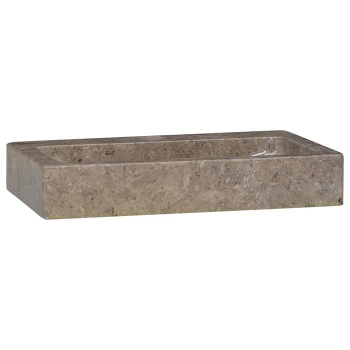 Lavabo en marbre - AYNEFY - Gris 38x24x65 cm - Évier de comptoir et mural facile à nettoyer