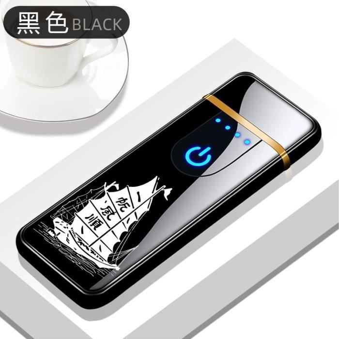 Deluisho Briquet Électronique à Arc - USB Rechargeable, Tactile, Coupe-Vent - Allume-Cigare Portable (Noir)