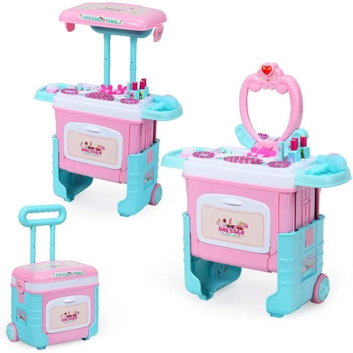 DREAMADE Porteur 3-en-1 Pour Enfant 1-3 Ans – Voiture à Pousser Avec Barrières Sécurité Amovibles, Klaxon Et Musique – Poussette Bébé Rose Et Noir