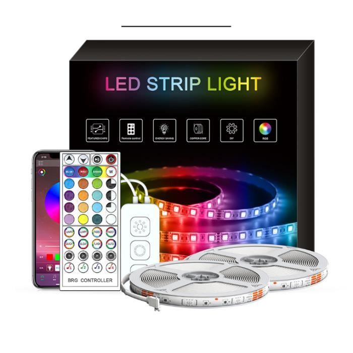 Led Chambre 30M(2x15M) Ruban Led Multicolore Bande LED RGB Lumiere Led avec  Télécommande APP, Synchroniser avec Rythme de 30M - Cdiscount Maison