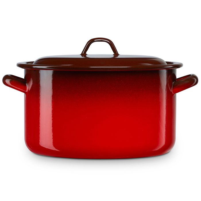 Faitout à Induction 30cm Marmite 12 5L avec Couvercle Acier Émaillé Tous Feux Briebe Ignea Rouge