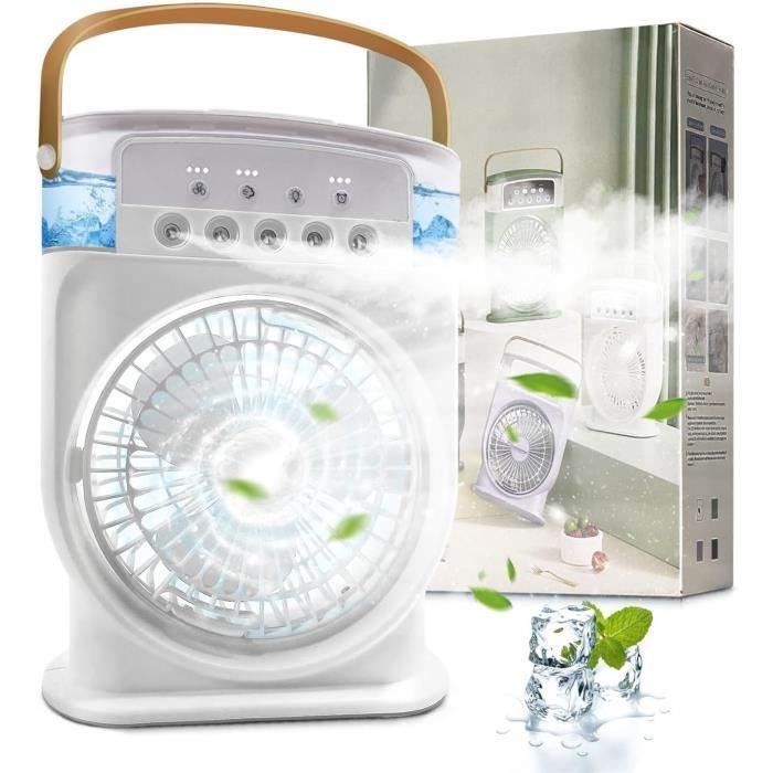 Mini Brumisateur Ventilateur Portable 3 En 1 - Réservoir D'eau, 3 Vitesses, Silencieux (30 DB) - 2025, Couleur Jaune/bleu/gris