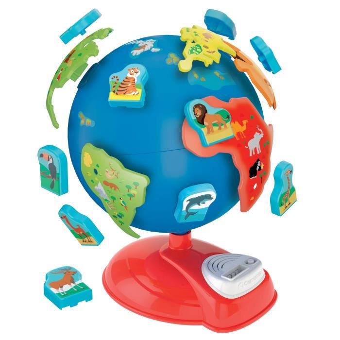 Clementoni - Premier globe interactif - Animaux et continents - Fabriqué en Italie - Plastique recyc