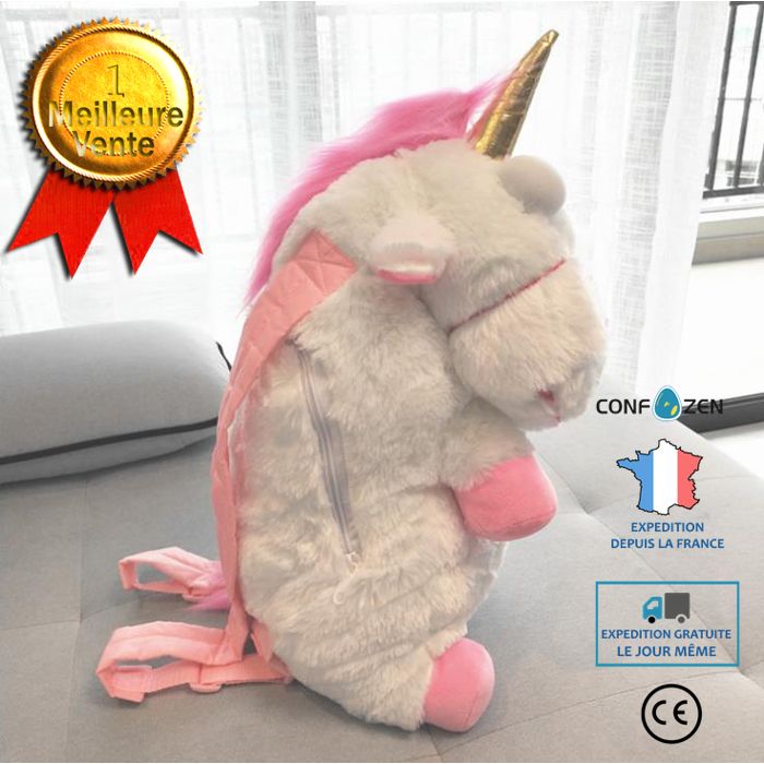 Sac à dos CONFO® Licorne Doux Maternelle Rose et blanc