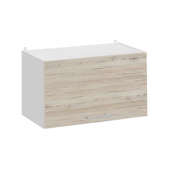 meuble haut de cuisine - cuisineandcie - 1 porte relevable l 60 cm - décor noyer blanchi