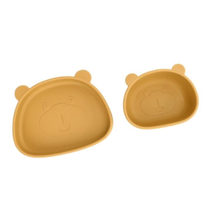 Lot De 2 Assiettes Bébé En Inox Avec 5 Ventouses - Couleurs Bleu Et Rose, Fixation Stable