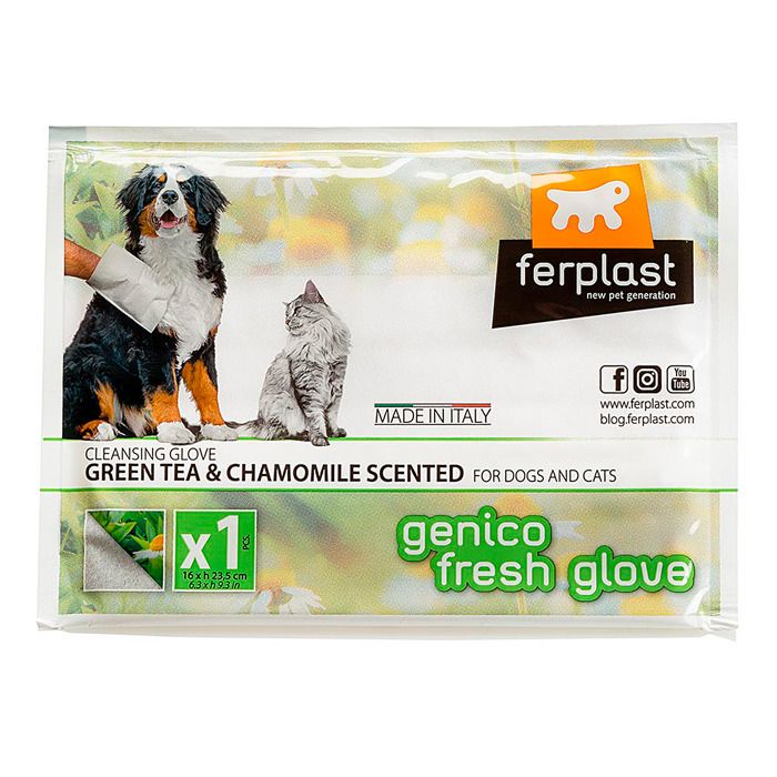 Meilleurs prix pour Ferplast GENICO FRESH GLOVE Lingette nettoyante humide pour chiens et chats  GENICO FRESH GLOVE - 16 x h 23 cm -