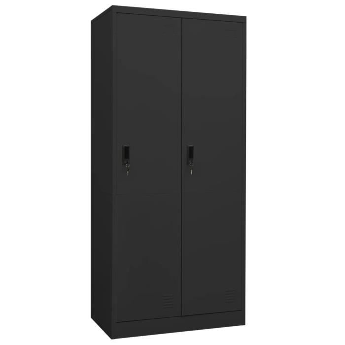 Garde-robe - FYDUN - Anthracite - Acier - 80x50x180 cm - 2 étagères