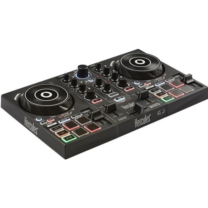 HERCULES Inpulse 200 - Contrôleur DJ USB - 2 pistes avec 8 pads et carte son