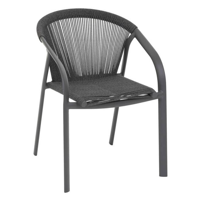 Fauteuil de jardin empilable Riu anthracite & graphite en aluminium traité en epoxy - Hespéride Fauteuil de jardin empilable Riu anthracite & graphite en aluminium traité en epoxy - Hespéride