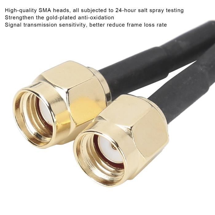 Antenne WiFi 6dBi 2x2 Externe RP-SMA Mâle Triple Bande 2.4/5/6GHz - Base Magnétique, Câble 1.5m