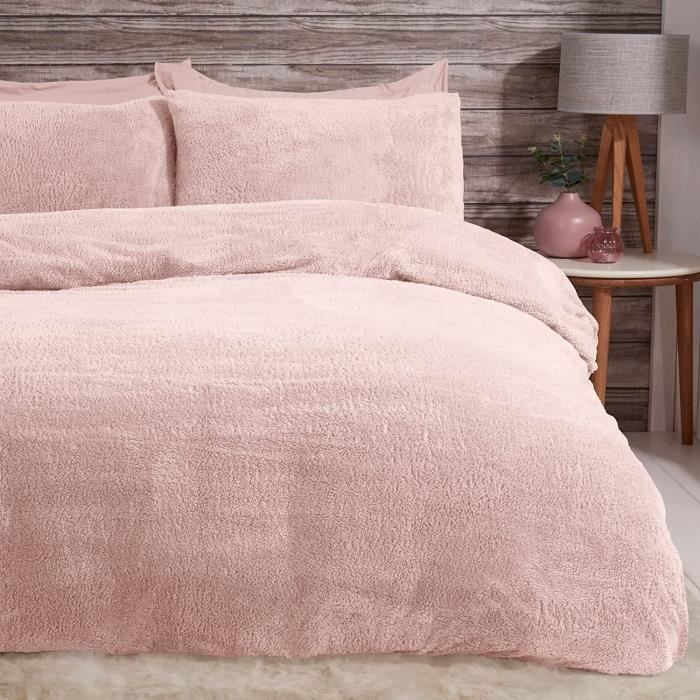 EDS Housse de couette en matière polaire luxueuse, chaude, ultra douce et confortable, avec taie d'oreiller assortie, Charbon, Lit double 200 x 200cm 