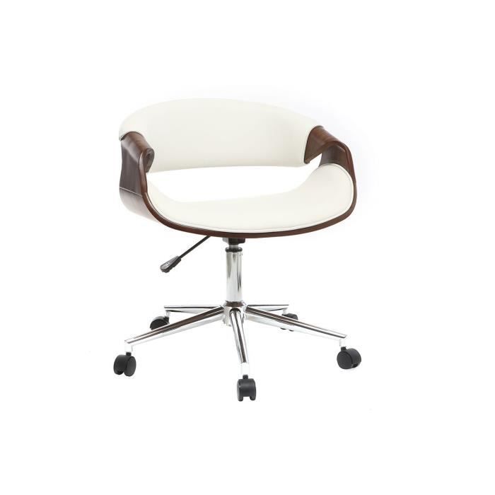 Miliboo Fauteuil De Bureau Design Pu Blanc Et Noyer Aramis Achat Vente Chaise De Bureau Soldes Sur Cdiscount Des Le 20 Janvier Cdiscount