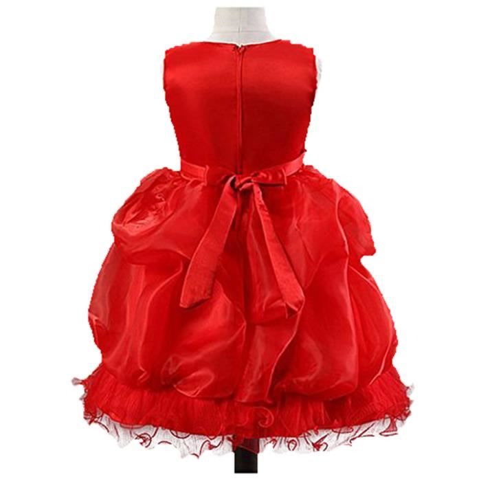Enfants Bebe Filles Robe De Soiree Princesse Robe De Bapteme Ceremonie Mariage Jupe Rouge Cdiscount Pret A Porter