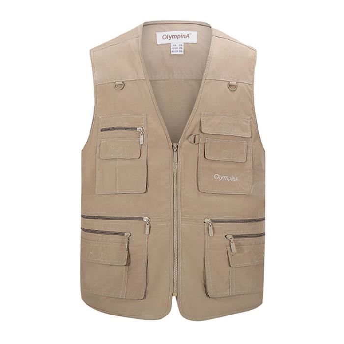 Gilet Cargo Homme Léger Et Pratique – Idéal Pour Le Travail, La Pêche, Les Voyages Et La Photo – Avec Plein De Poches