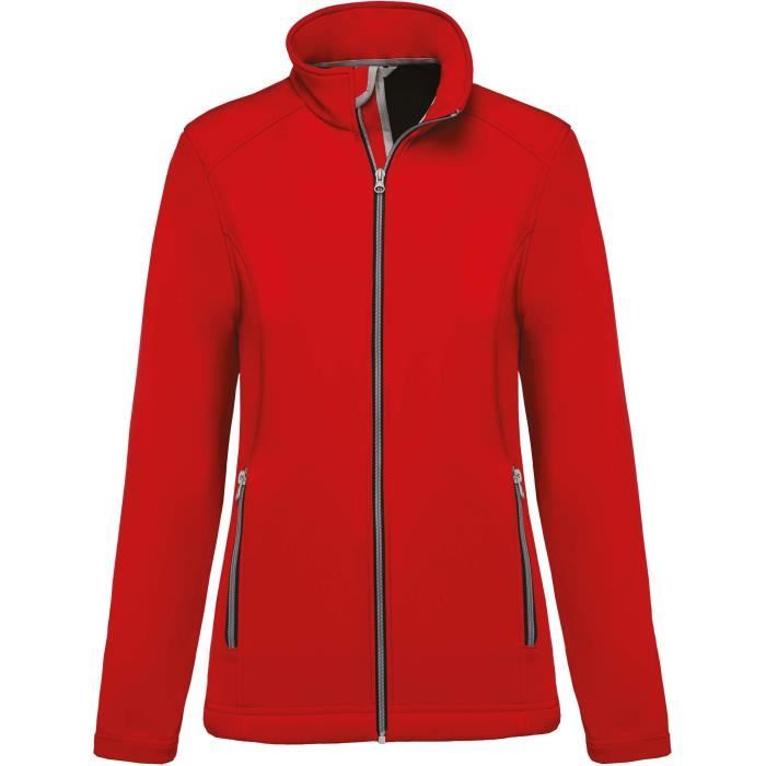 veste softshell femme - kariban - rouge - coupe cintrée - tissu déperlant - multisport