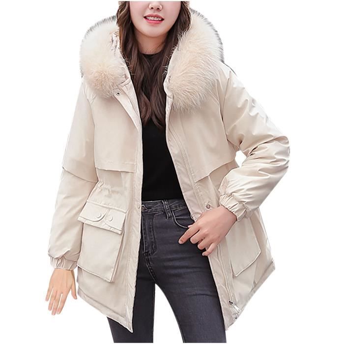 Manteau Long Chaud Pour Femme blanche Blanche - Cdiscount Pr??t-?�-Porter