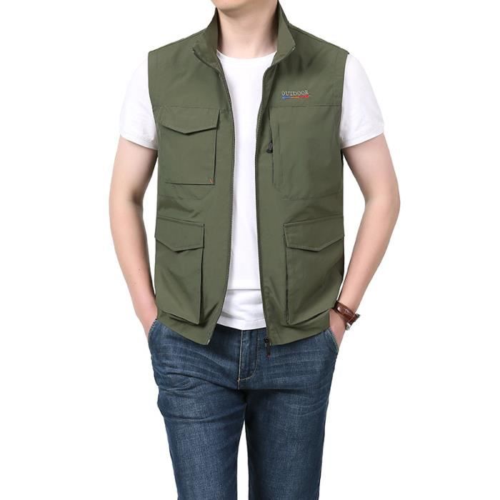 Gilet De Pêche Vert Et Gris Pour Homme Field And Stream, 8 Poches
