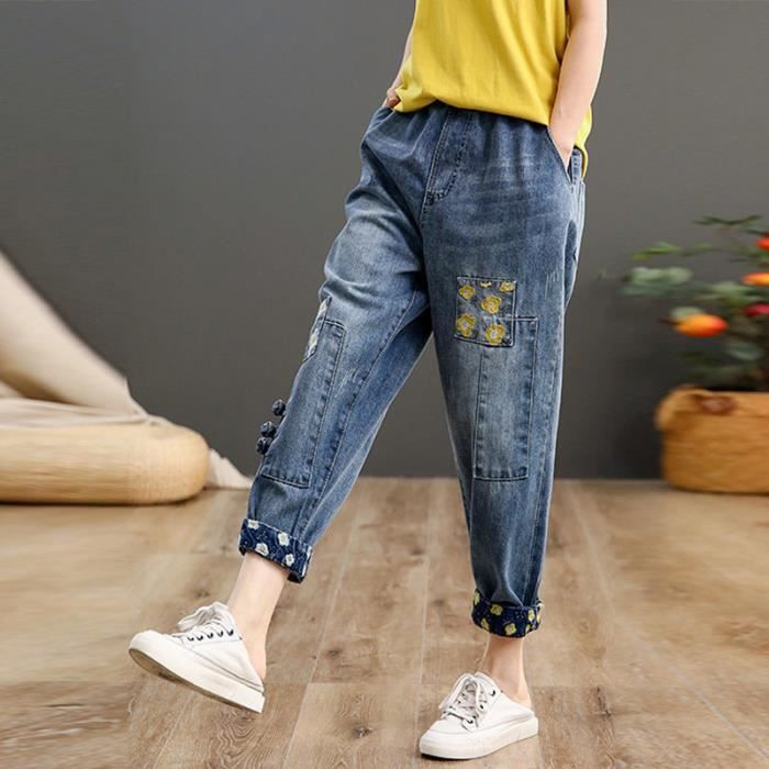 Jeans Jean taille haute pour femme pantalon droit r tro longueur