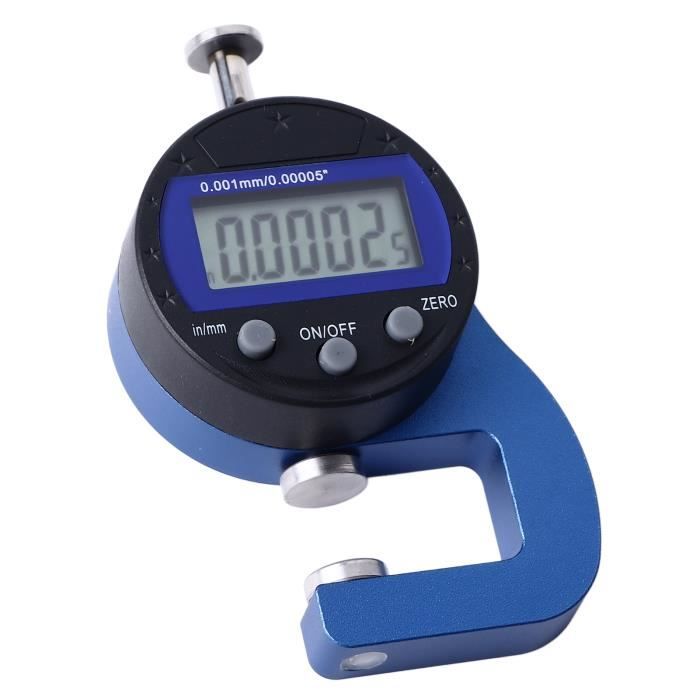 Jauge D'épaisseur Numérique LCD 0-12,7 Mm / 0-0,5" - Résolution 0,01 Mm - Pour Papier, Tôle, Tubes - 6